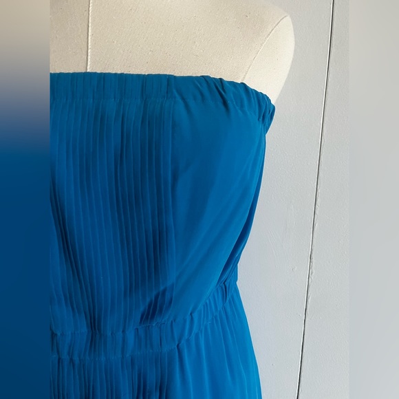 Madewell Silk Aqua Strapless Dress 10 - Picture 2 of 4